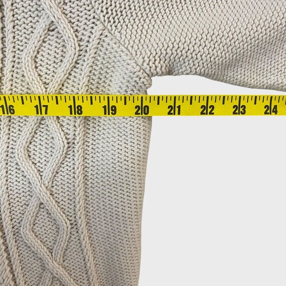 Eddie Bauer Chunky Cable-Knit Cardigan Sweater Cream Women's Size Large Tall - Picture 12 of 13